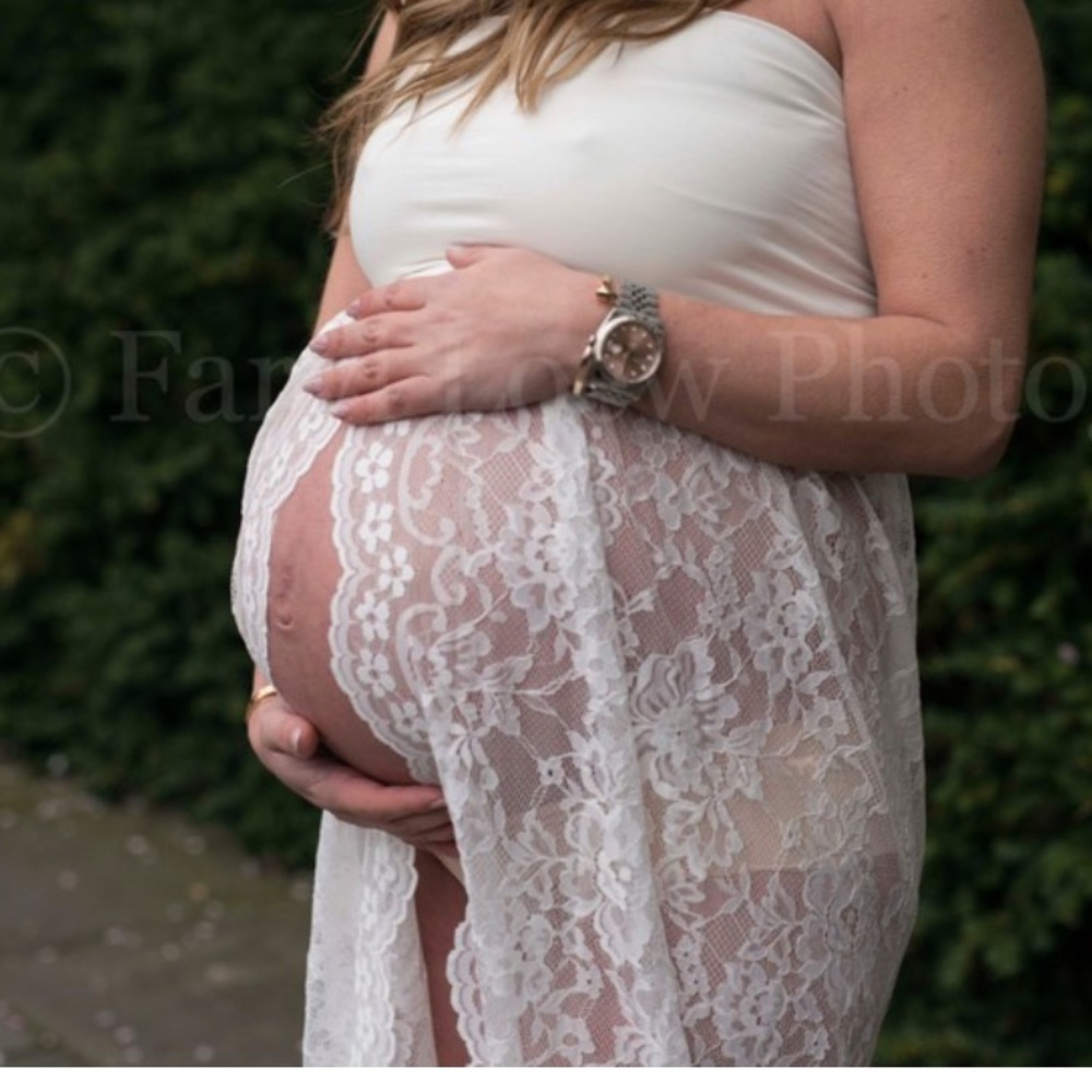 Maternity Photoshoot White Lace Dress - ONE SIZE